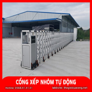 cổng xếp nhôm tự động