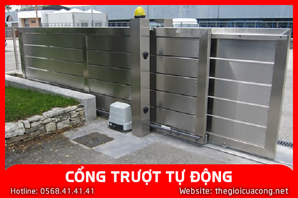 Cổng trượt 2 cánh nối tiếp lắp động cơ tự động